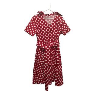 Polka Dot Dress Women 1X Disney Bounding Minnie Mouse Style Red White Stretch